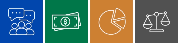 decorative graphic with budget-related icons