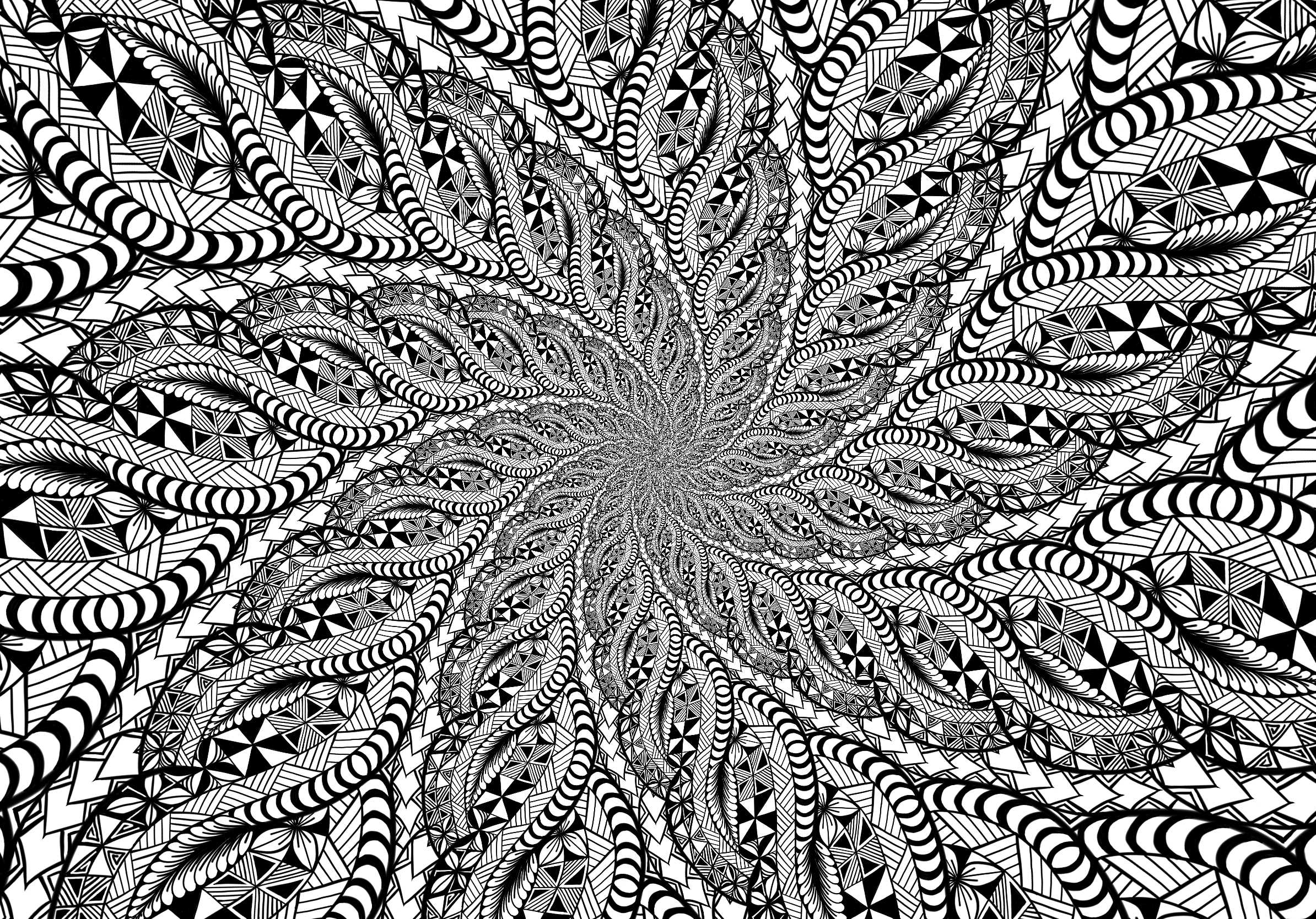 Black and white abstract swirly digital print