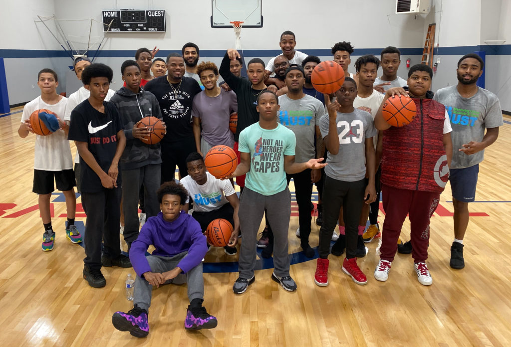 MUST Mentors and Students at Basketball Game