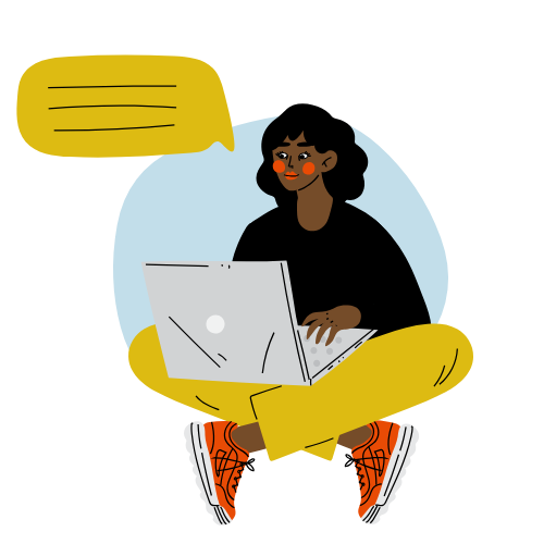 Colorful icon of Black youth using a laptop