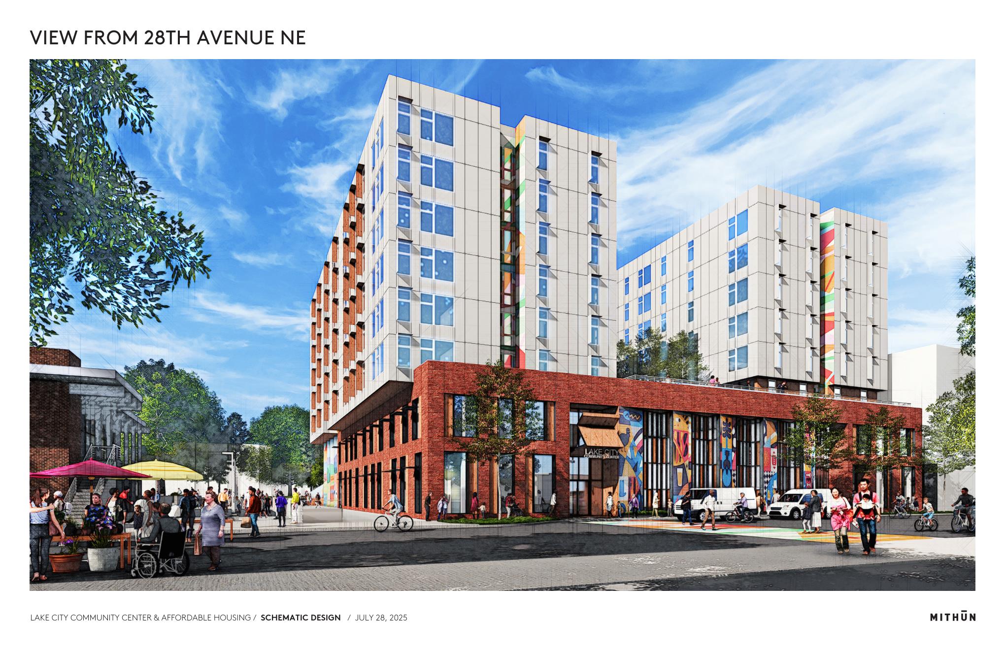 An artist rendering of the Lake City Community Center and Affordable Housing redesign