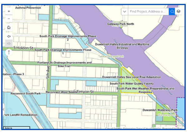 Screen shot of the Duwamish Project Map
