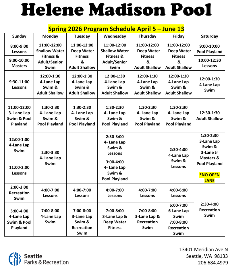 Madison Pool schedule. Click or tap to open an ADA-accessible, printable version in a new window.