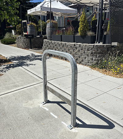 Inverted U Rack on a city sidwalk