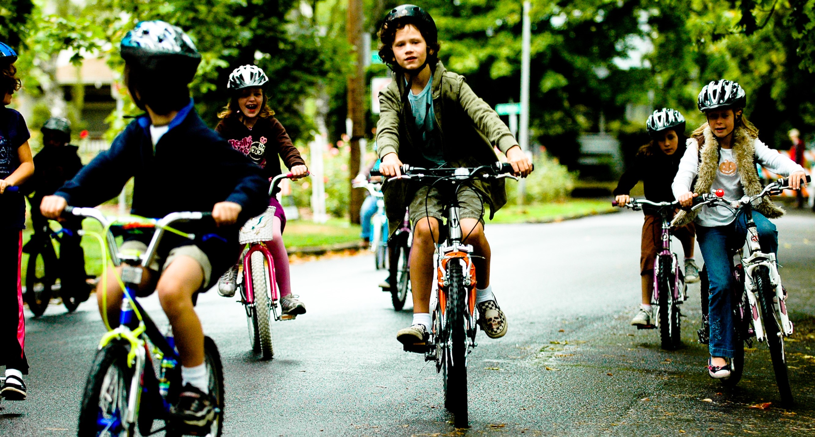 Children riding bicycles