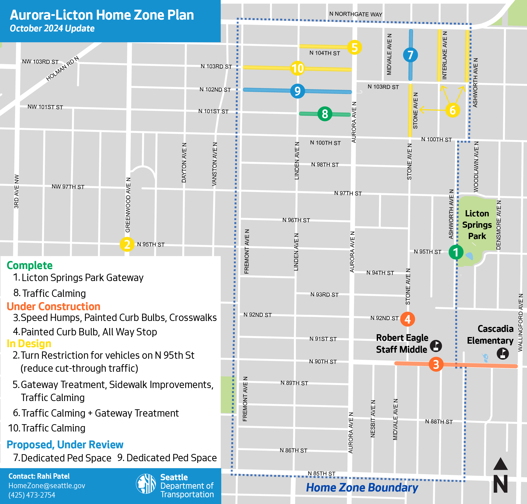 Map showing current status of projects proposed through ALUV Home Zone process.