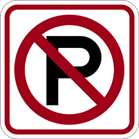 Sign: a large P with a slash through it