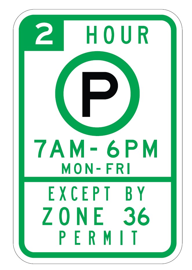 Restricted Parking Zone 36 Parking Sign