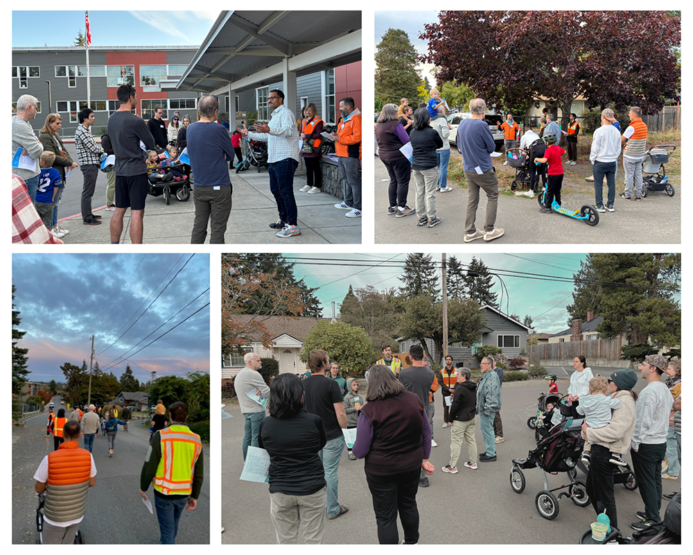 Collage of images around the neighborhood with residents of the Arbor Heights community. 
