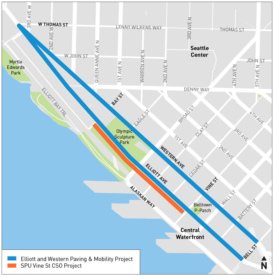 Map of the Elliott Western Paving Project