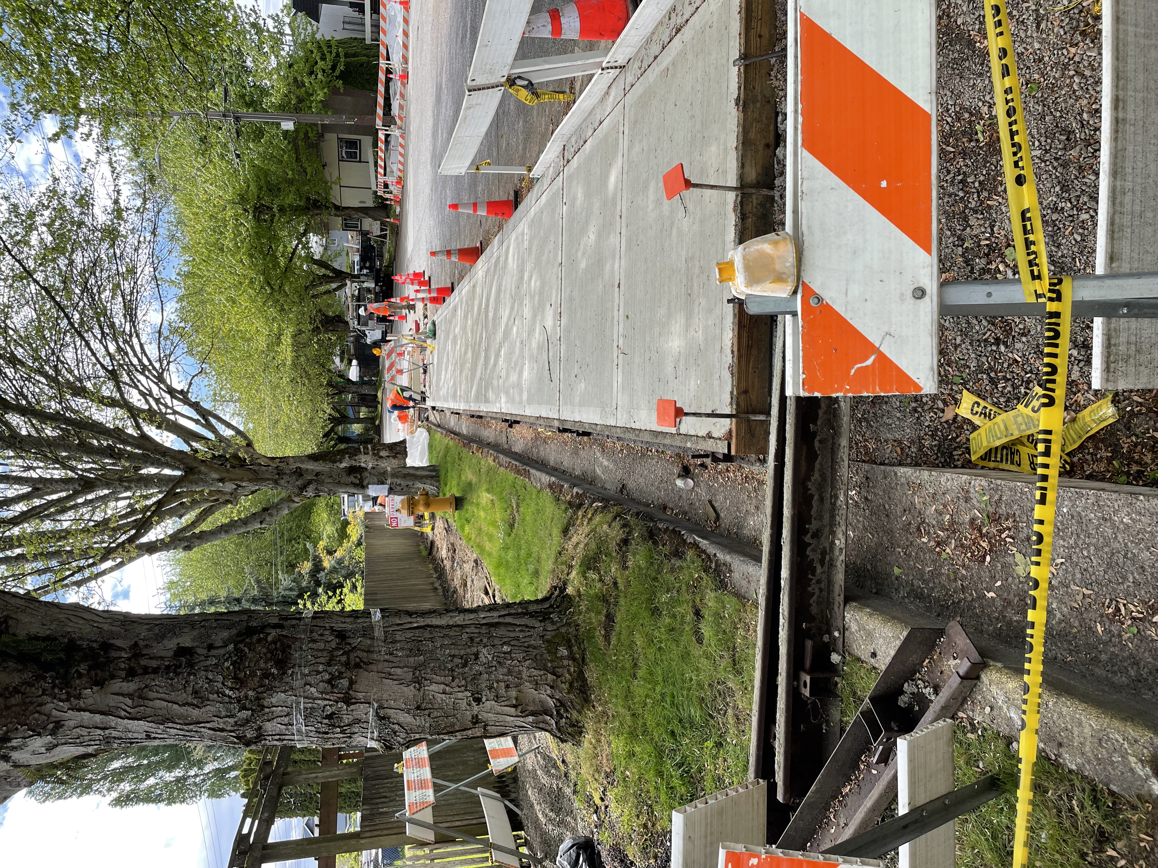 A partially completed new sidewalk