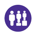 보라색 바탕에 동등한 접근권을 부여받은 사람들의 아이콘