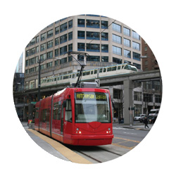 시애틀 다운타운의 전차