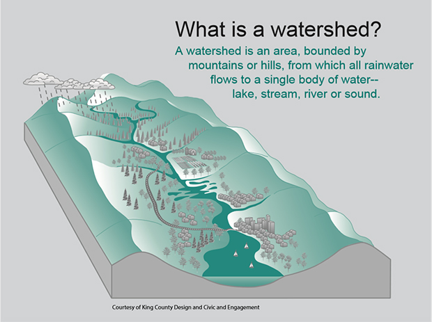 Geographic parts of a watershed.