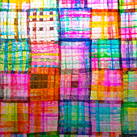 A colorful woven tapestry made of glue