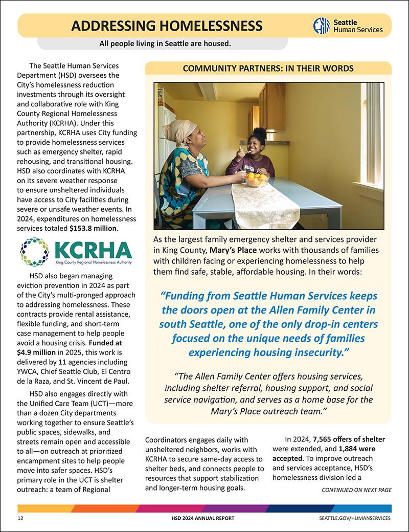 Addressing Homelessness Annual Report One-Pager