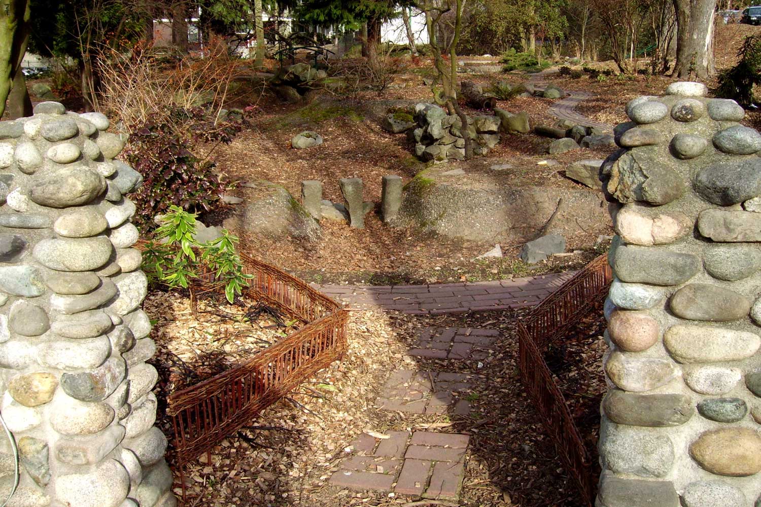 Katie Black's Garden stone entry - photo by Laurel Mercury