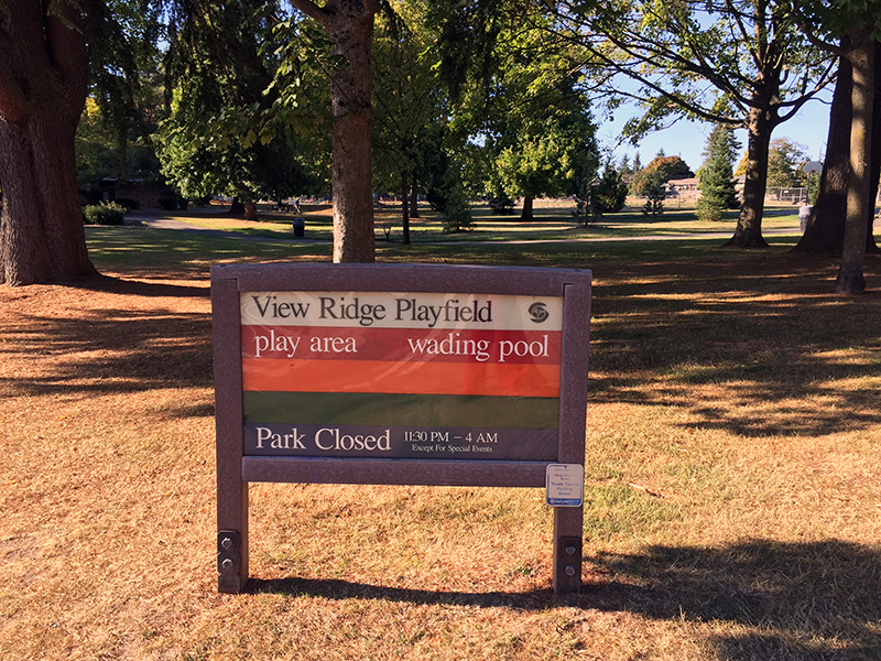View Ridge Playfield Park Sign