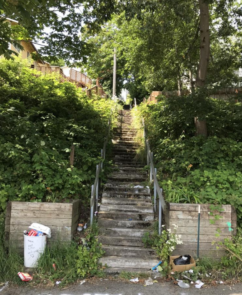 BEFORE: Stairway on Letitia Ave S and Adams St. 