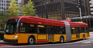 A new RapidRide bus being readied for the RapidRide G Line