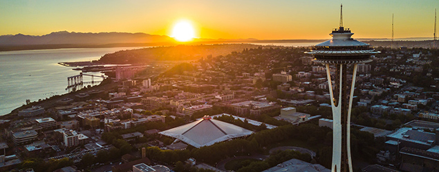 Photo of Seattle at sunset