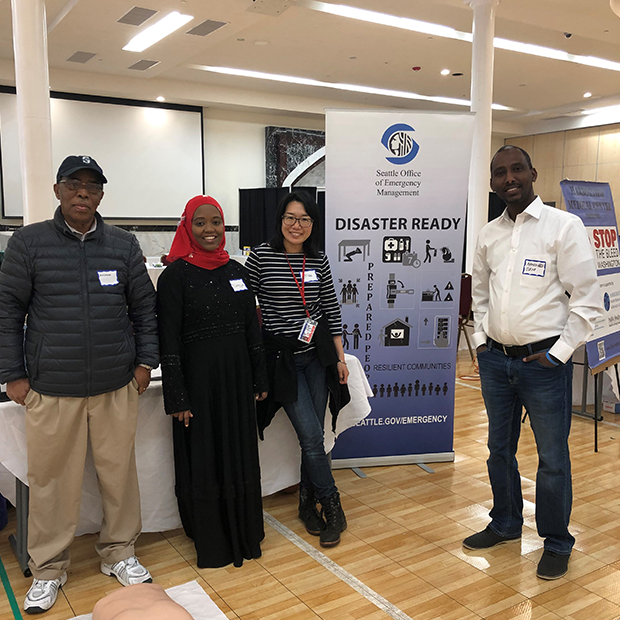 Dagnew Kismu, Negyat Molla, Elise Tse and Ahmed Abdi tabling at the first annual Muslim Health Professionals Fair.