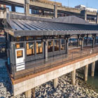 The restored Washington Street Boat Landing pergola looking out at Habitat Beach. 