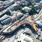 Aerial view of the Overlook Walk construction site during construction