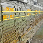 Seawall face showing lines of high tide and mean tide